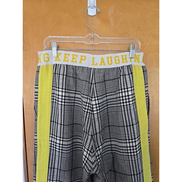 Mira Mikati Black / Cream Plaid Printed Wide Leg Pants Size 38 EU 8 US - Picture 4 of 7